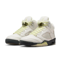 Air Jordan 5 Off-White & Black Sneakers with Pale Yellow Accents