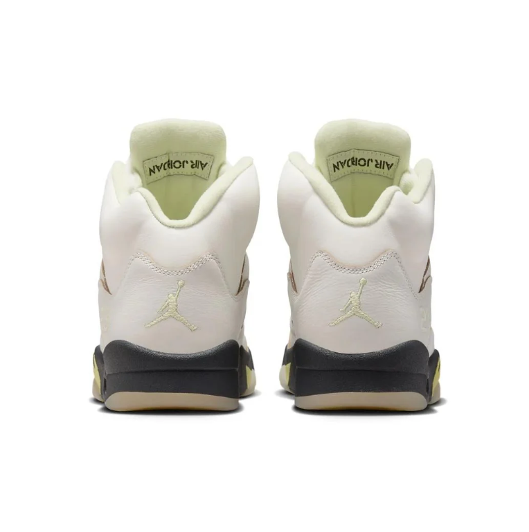 Air Jordan 5 Off-White & Black Sneakers with Pale Yellow Accents
