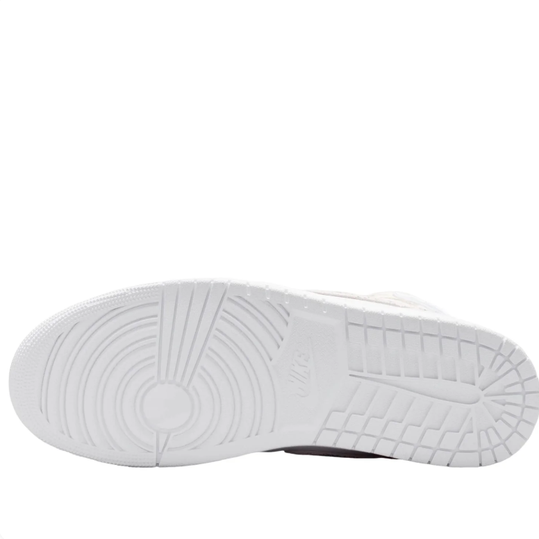 Air Jordan 1 Mid White Sneakers with Distressed Silver Accents