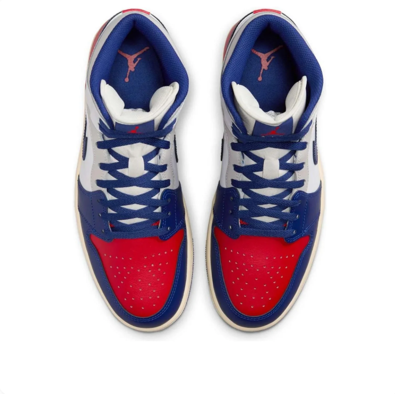 Air Jordan 1 Mid Red, White & Blue Sneakers