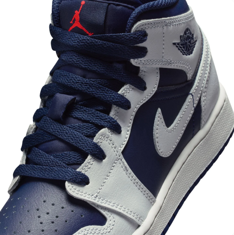 Air Jordan 1 Mid Navy & Light Grey Sneakers
