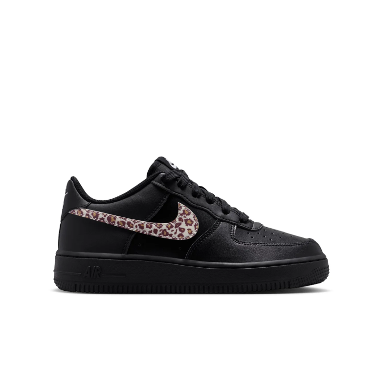 Nike Air Force 1 Low Black Leopard Print Swoosh Sneakers