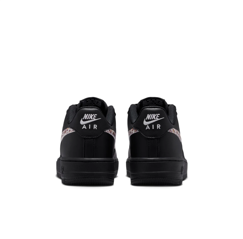 Nike Air Force 1 Low Black Leopard Print Swoosh Sneakers