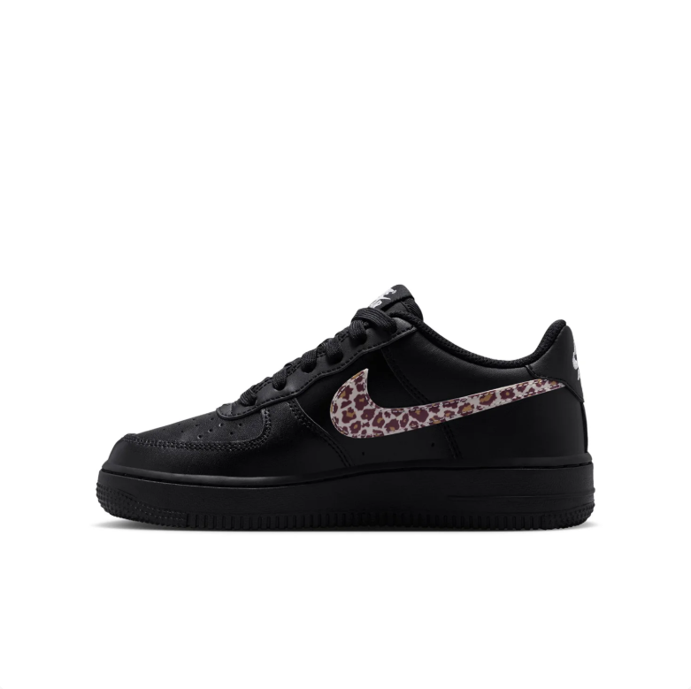 Nike Air Force 1 Low Black Leopard Print Swoosh Sneakers