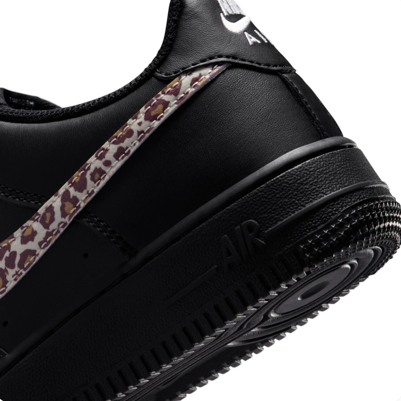 Nike Air Force 1 Low Black Leopard Print Swoosh Sneakers