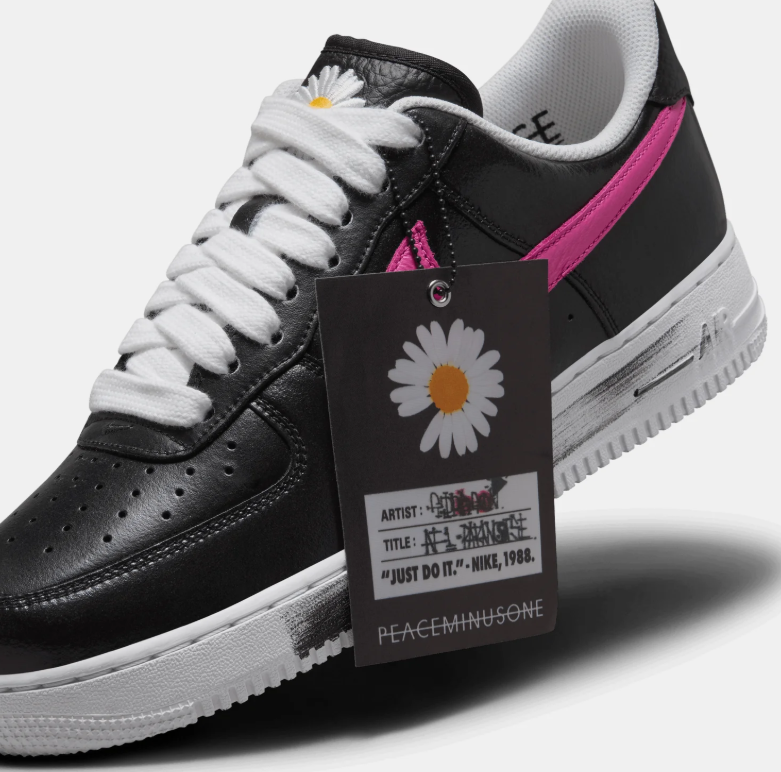 Nike Air Force 1 Low Black Multicolor Swoosh Daisy Sneakers